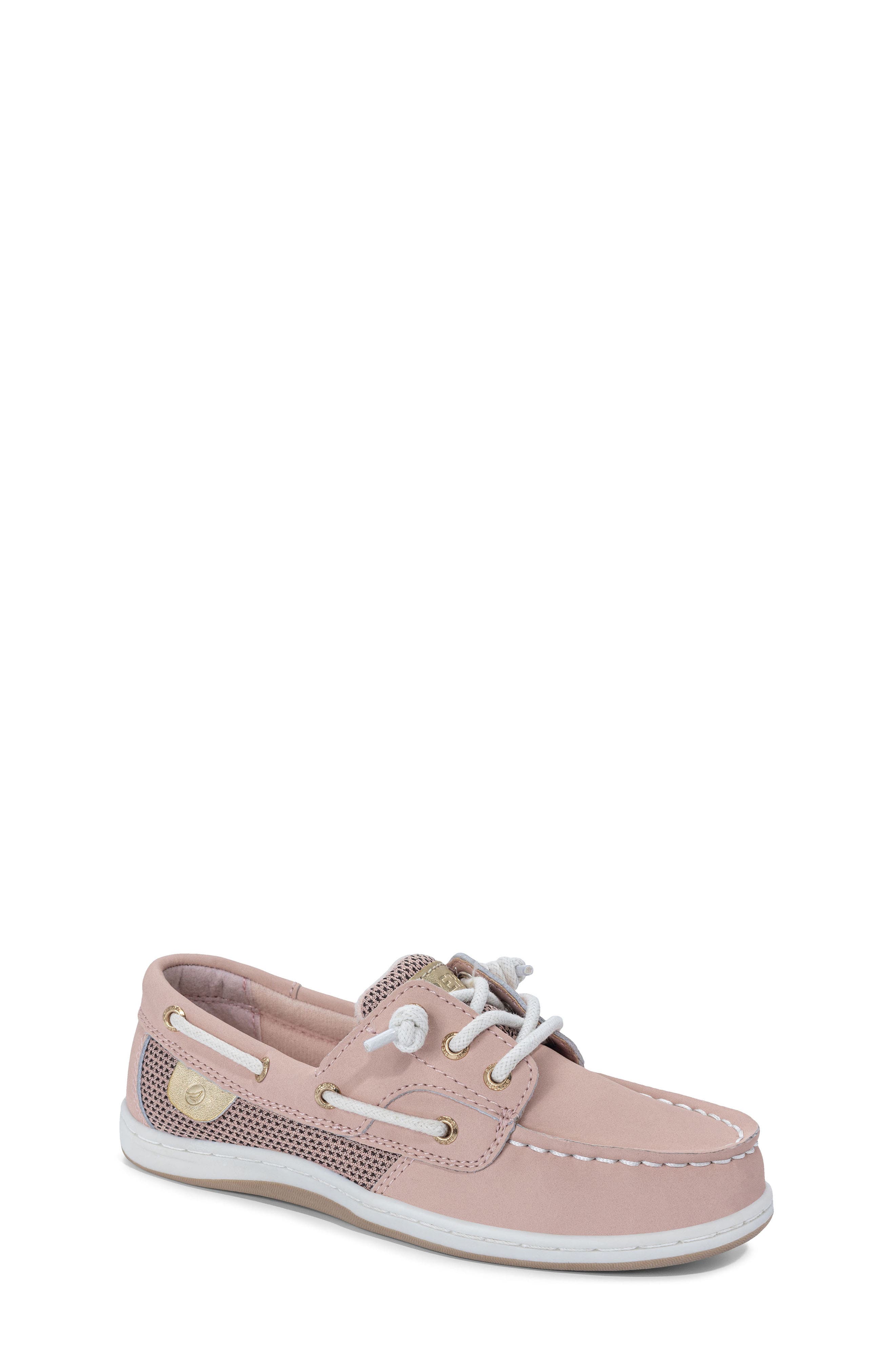 Sperry Kids' Shoresider 3-Eye Boat Shoe, Main, color, Cameo Rose