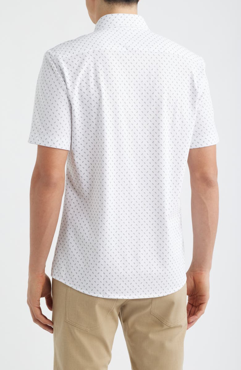 BOSS Roan Slim Fit Short Sleeve Button-Up Shirt, Alternate, color, White/ Green