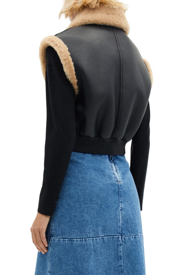Faux Shearling Bomber Vest, Alternate, color, BLACK