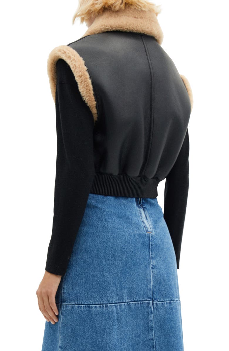 MANGO Faux Shearling Bomber Vest, Alternate, color, 