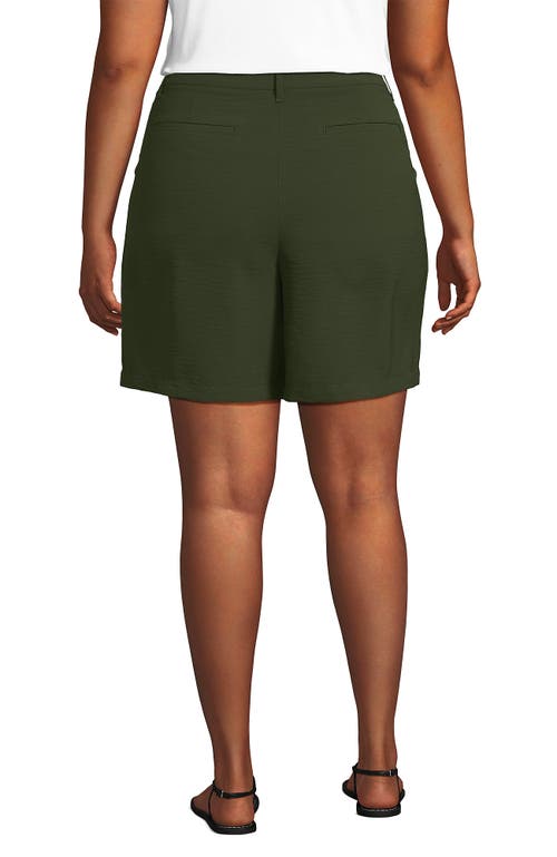Lands' End Creaseless High Rise 7" Shorts In Dark Cilantro Green