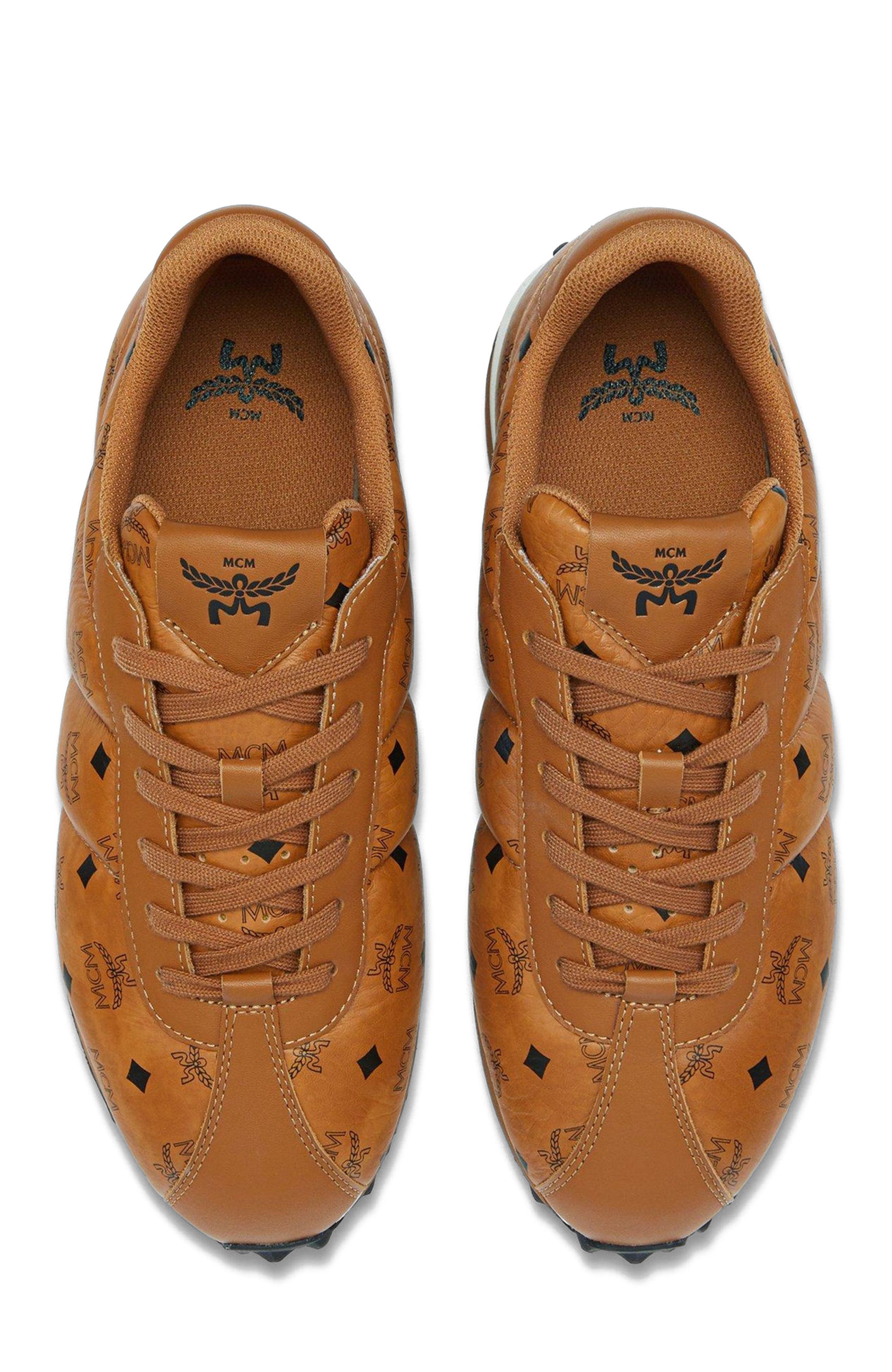 Women's Diamante Lo Sneakers in Quilted Monogram Leather, Alternate, color, Cognac