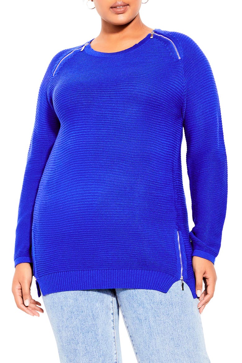 Zip Detail Ottoman Rib Sweater (Women) | Nordstrom
