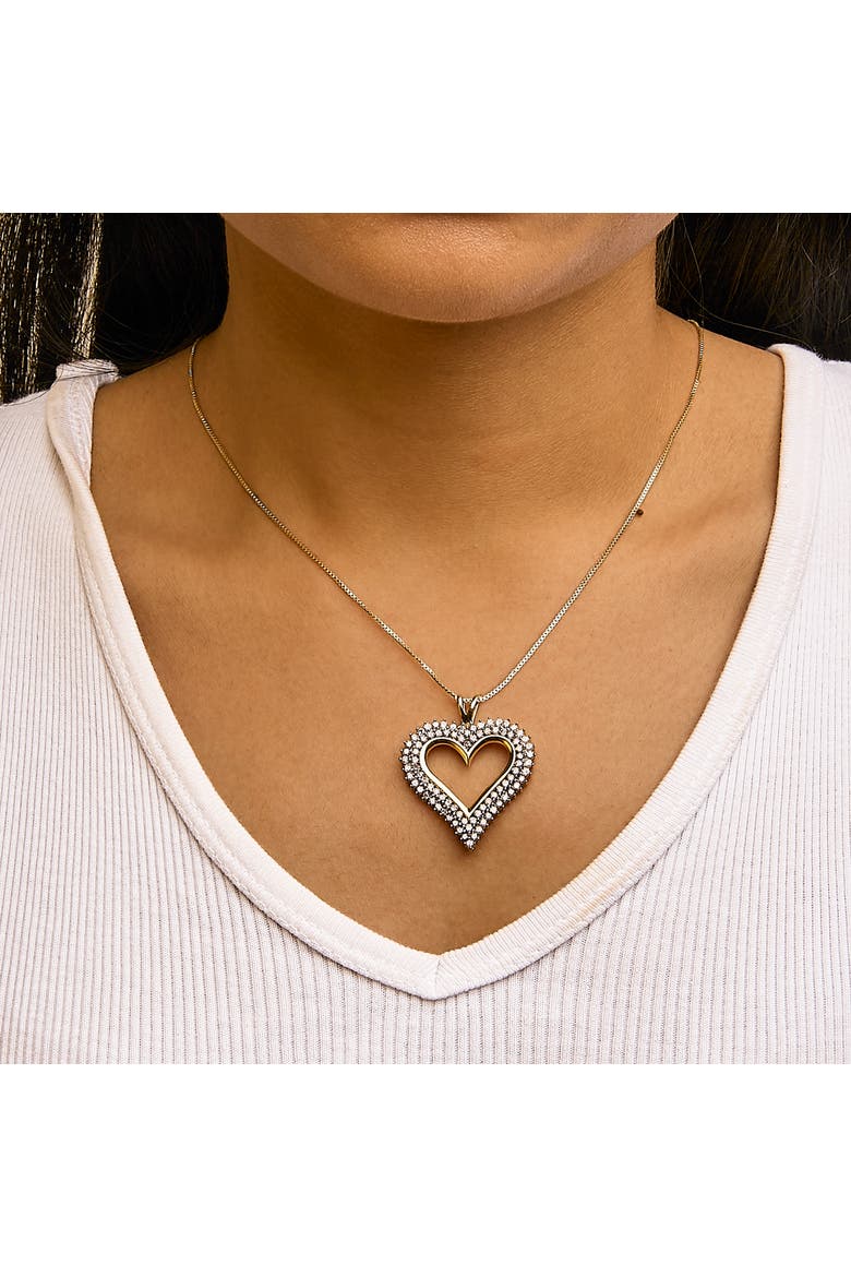 Silver 2.00 Cttw Diamond Heart Pendant Necklace, Alternate, color, Yellow