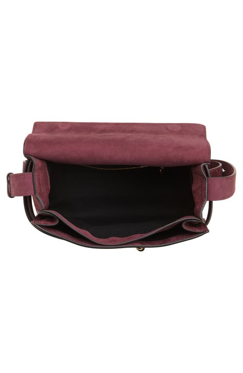 Moschino Tie Me Suede Shoulder Bag In Burgundy