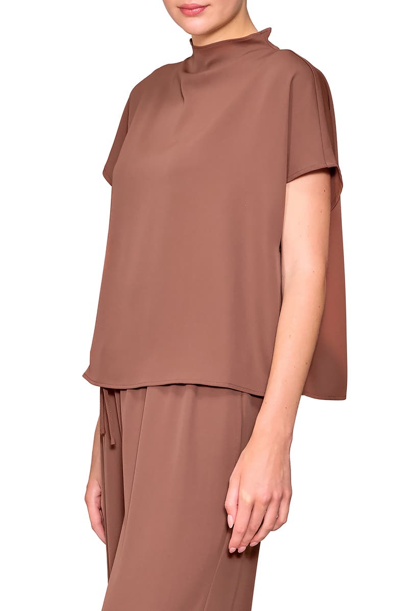MELLODAY Crepe Top, Alternate, color, Brown