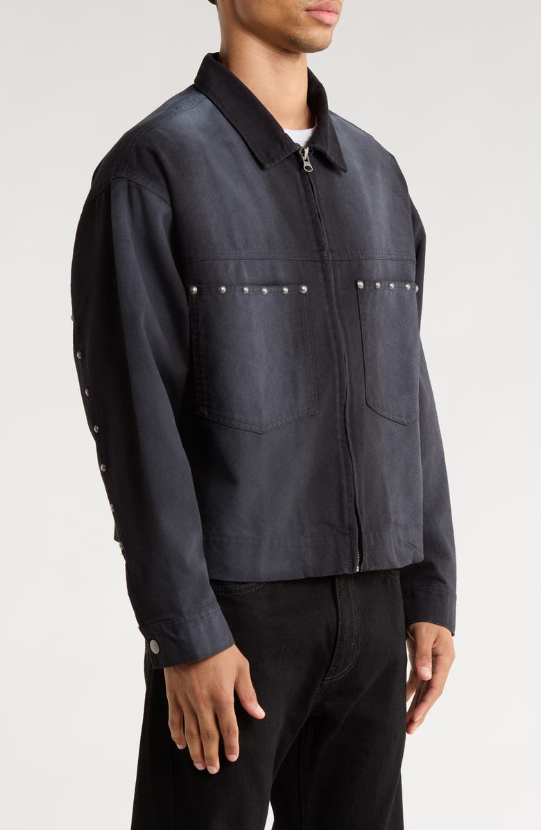 PacSun Bonnie Stud Detail Cotton Jacket, Alternate, color, Black