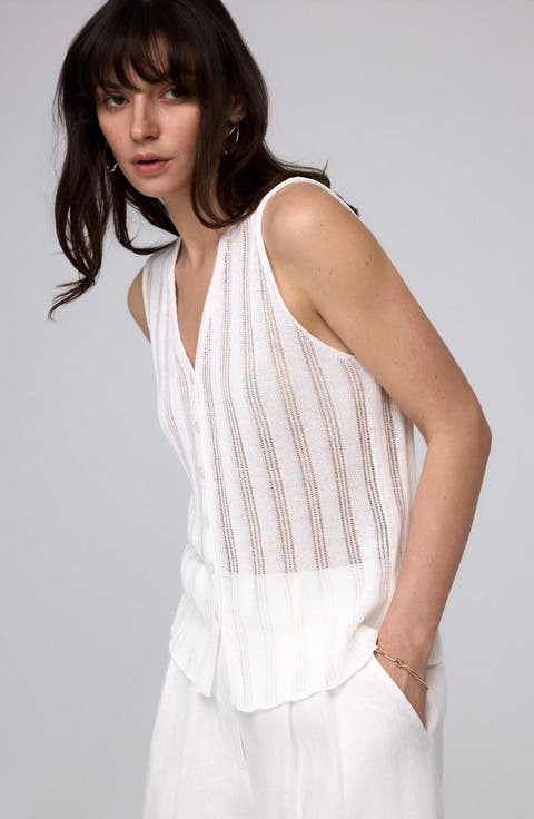 Sumire Open Knit Button Front Tank
