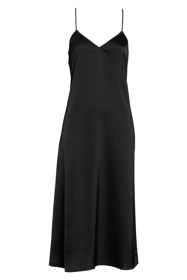 Stretch Satin Slipdress, Alternate, color, BLACK