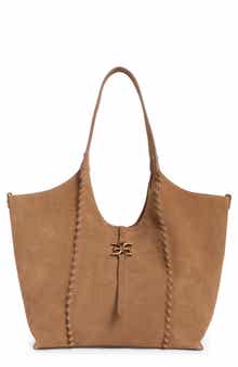 Sylvia Whipstitch Medium Suede Hobo Bag