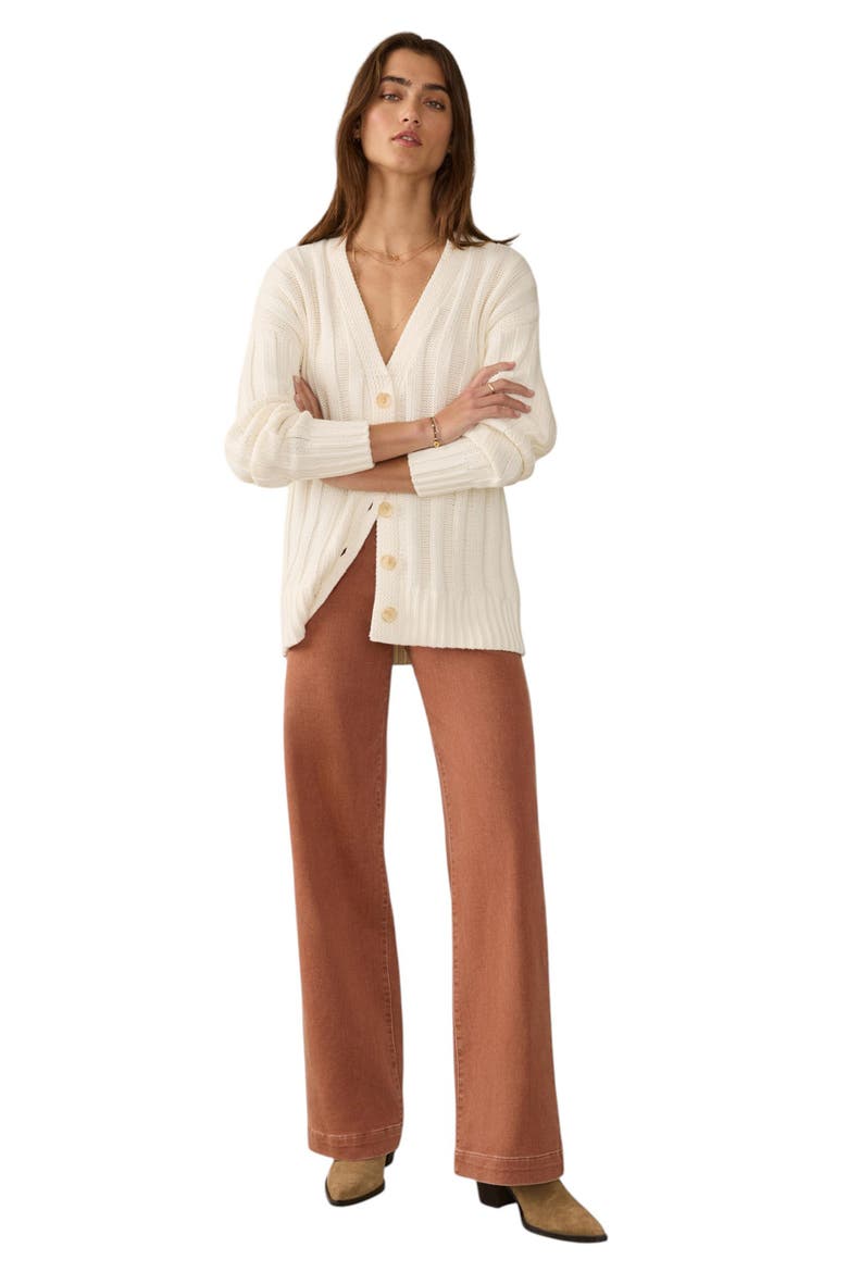 Sunwashed Laidback Organic Cotton Cardigan, Alternate, color, EGRET