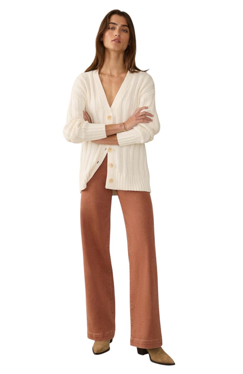 Faherty Sunwashed Laidback Organic Cotton Cardigan, Alternate, color, Egret