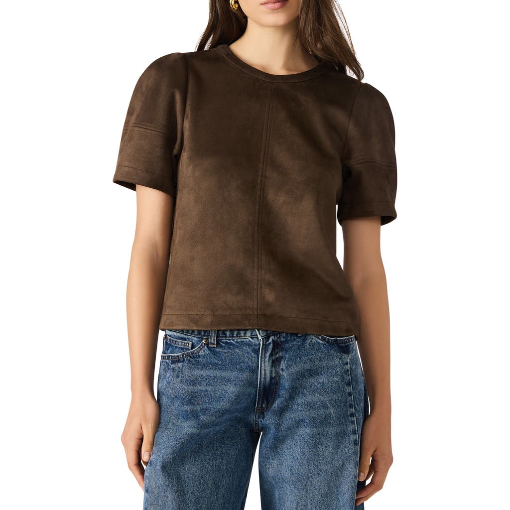Steve Madden Faux Suede T-shirt In Brown
