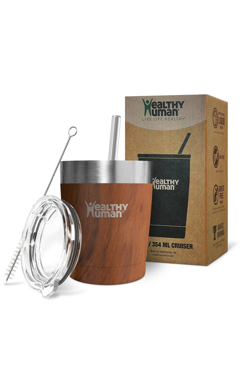 Healthy Human Stainless Steel Tumbler with Straw, 12oz Harvest Maple, Alternate, color, 