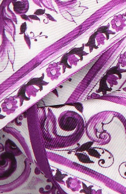 Dolce & Gabbana Dolce&gabbana Majolica Silk Skinny Scarf In Purple