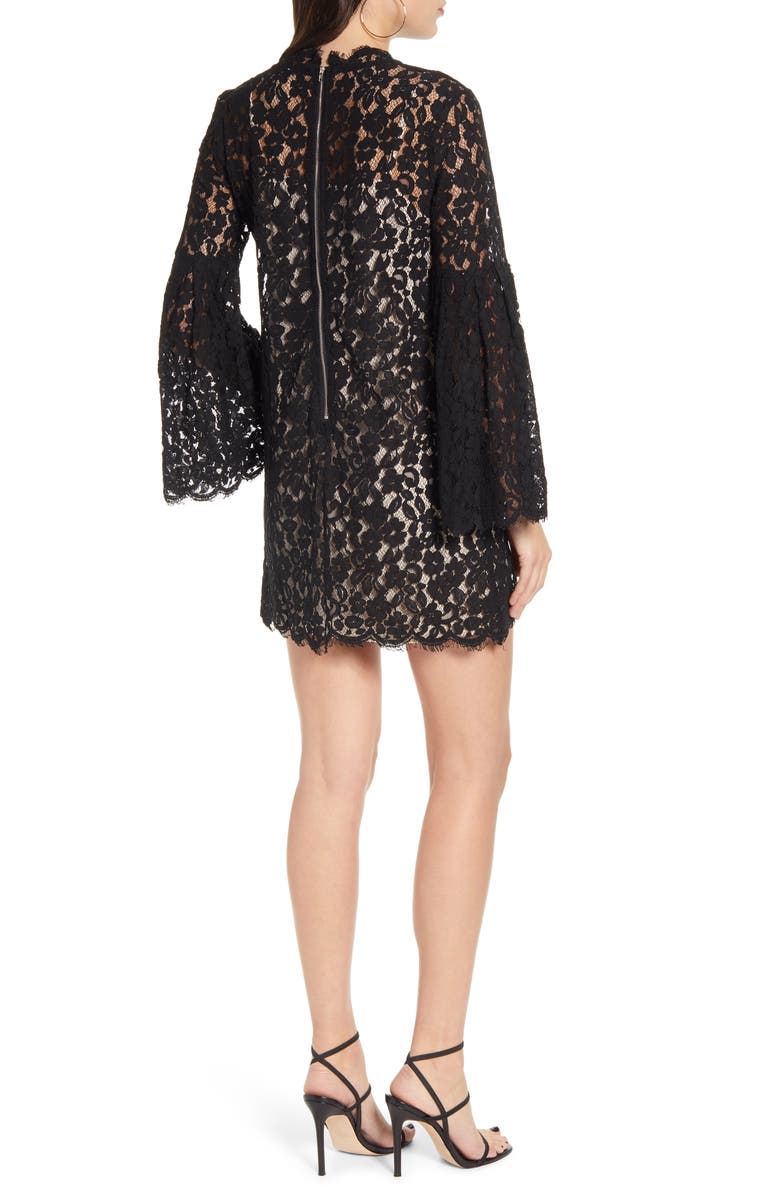 Endless Rose Long Sleeve Lace Shift Dress, Alternate, color, 