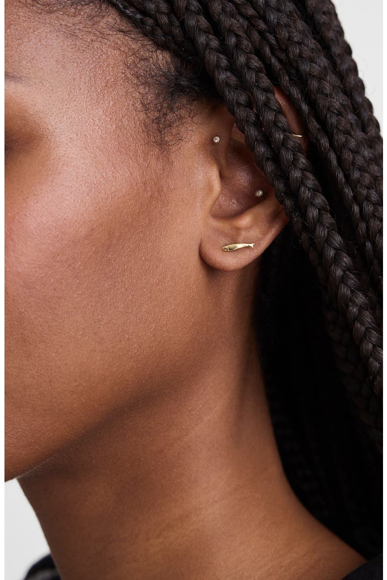 Demi-Fine Fish Stud Earrings, Alternate, color, 14K GOLD