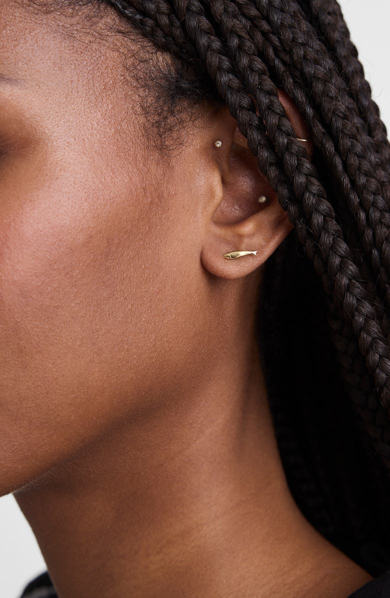 Madewell Demi-Fine Fish Stud Earrings, Alternate, color, 14K Gold