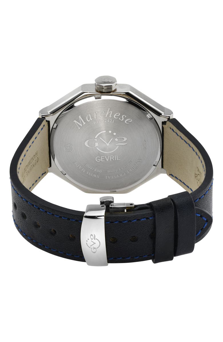 GEVRIL Men's Marchese Leather Strap Watch, 44mm, Alternate, color, 