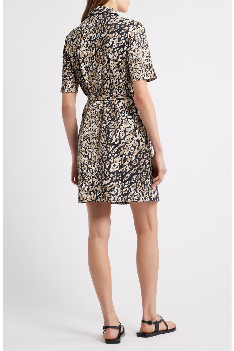 Aubrey Spot Tie Waist Shirtdress, Alternate, color, BLACK