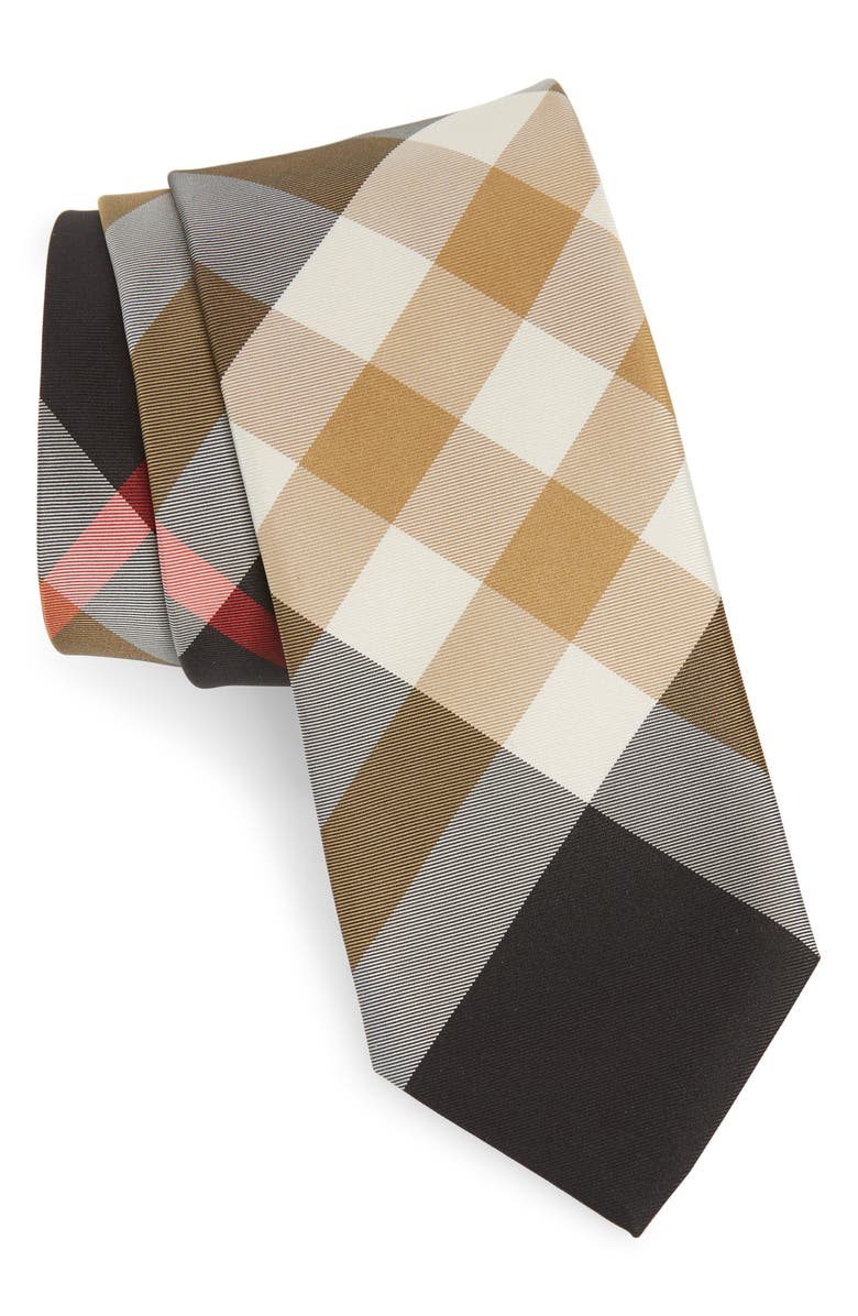 Burberry Manston Check Silk Blend Tie, Main, color,