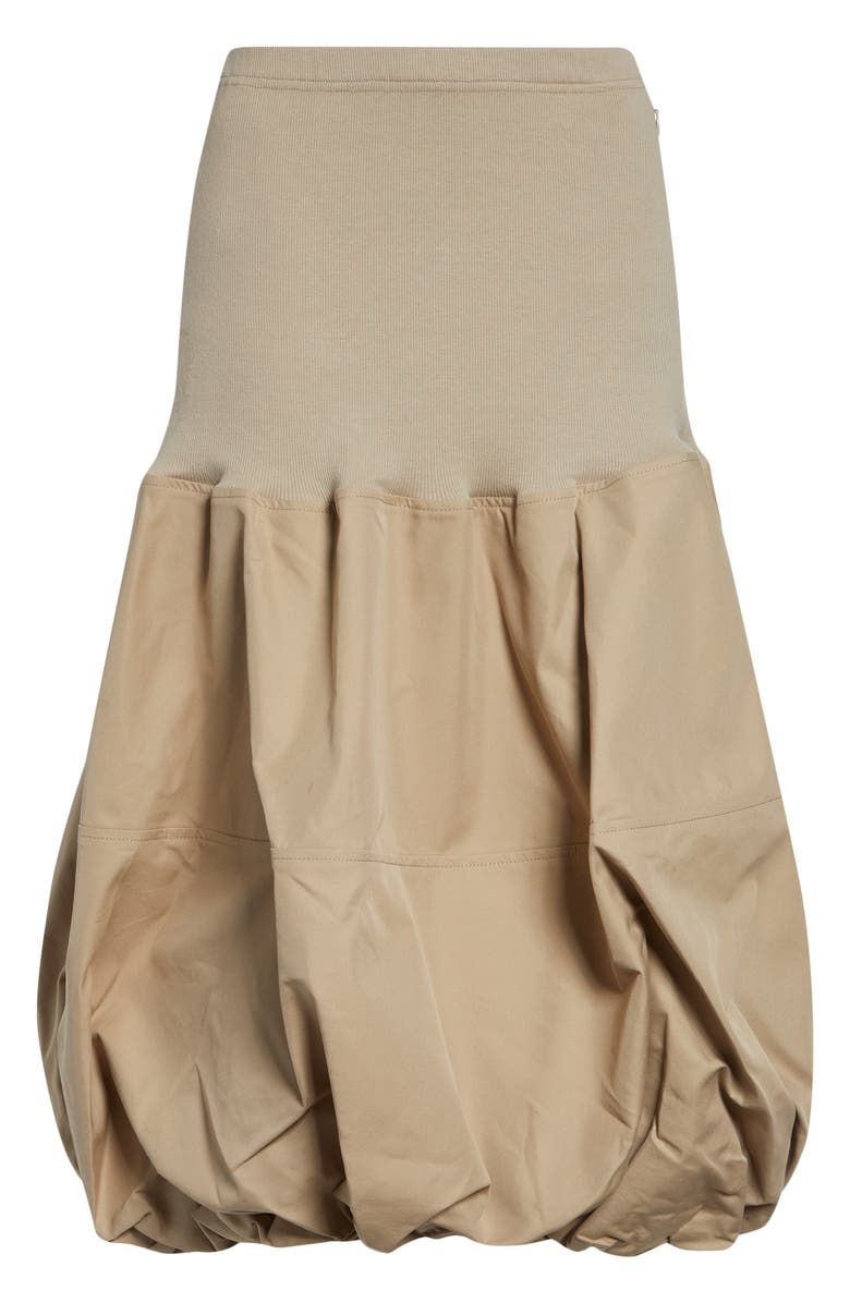 MELITTA BAUMEISTER Ball Mixed Media Bubble Hem Midi Skirt, Main, color, Beige