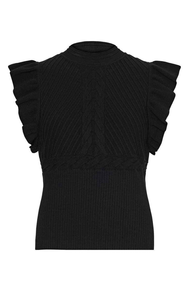 Milly Kamila Cable Knit Flutter Sleeve Top, Alternate, color,