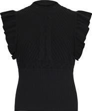 Milly Kamila Cable Knit Flutter Sleeve Top