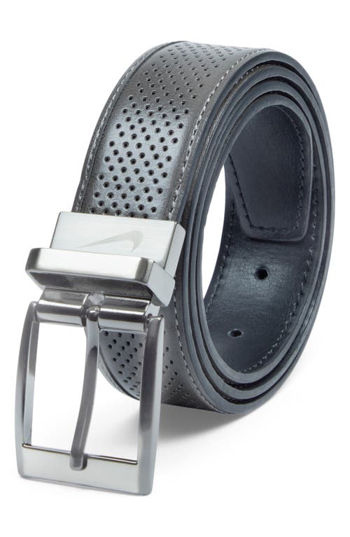 Nike Golf Tour Perforated & Smooth Reversible Leather Belt In Black