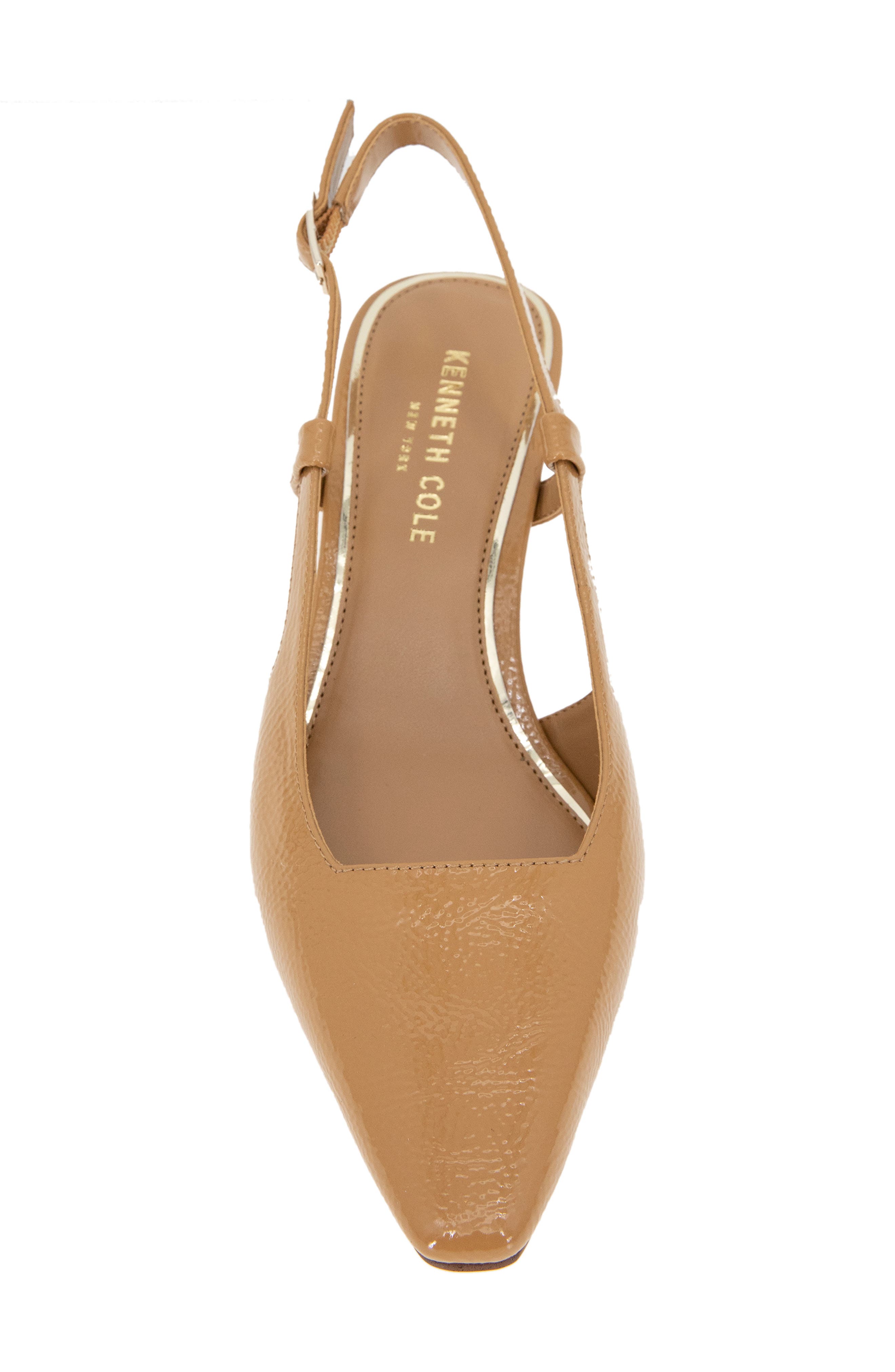 Kenneth Cole New York Martha Kitten Heel Slingback Pump, Alternate, color, Camel Patent