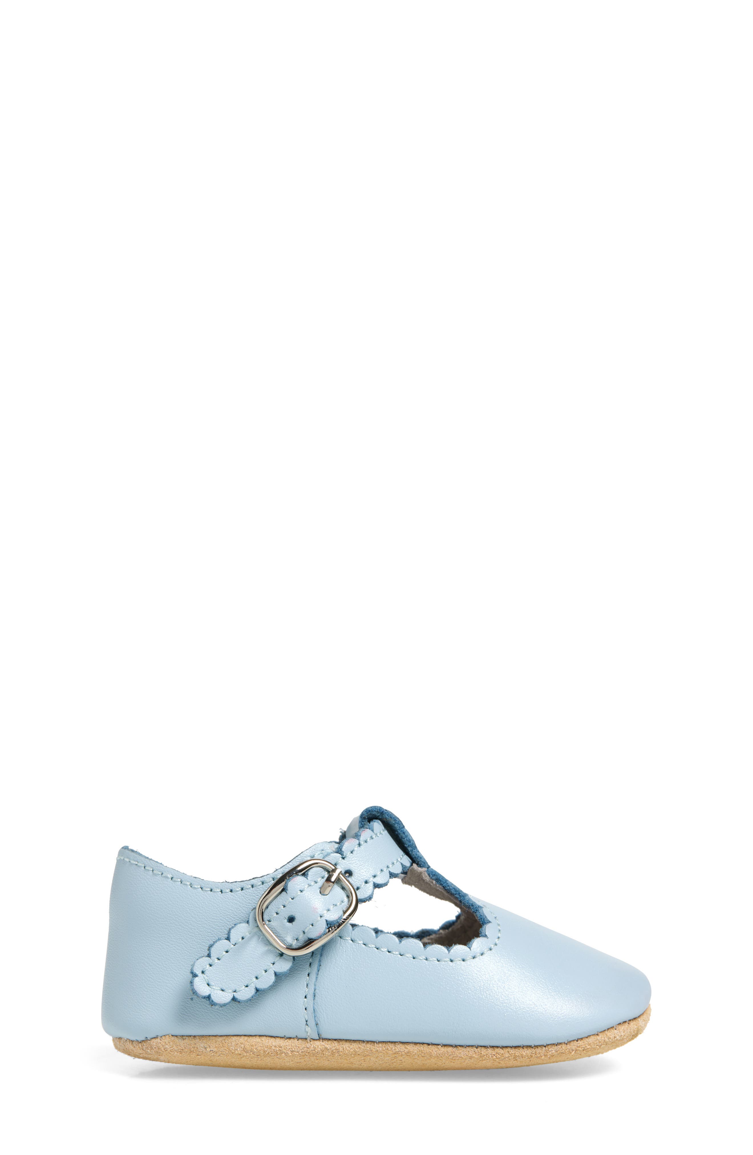 Kids' Elodie Scallop T-Strap Flat, Alternate, color, LIGHT BLUE