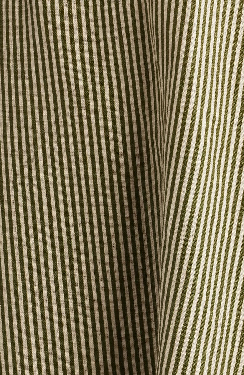 FARM Rio Stripe Monstera Leaf Sleeveless Linen Midi Dress, Alternate, color, Green