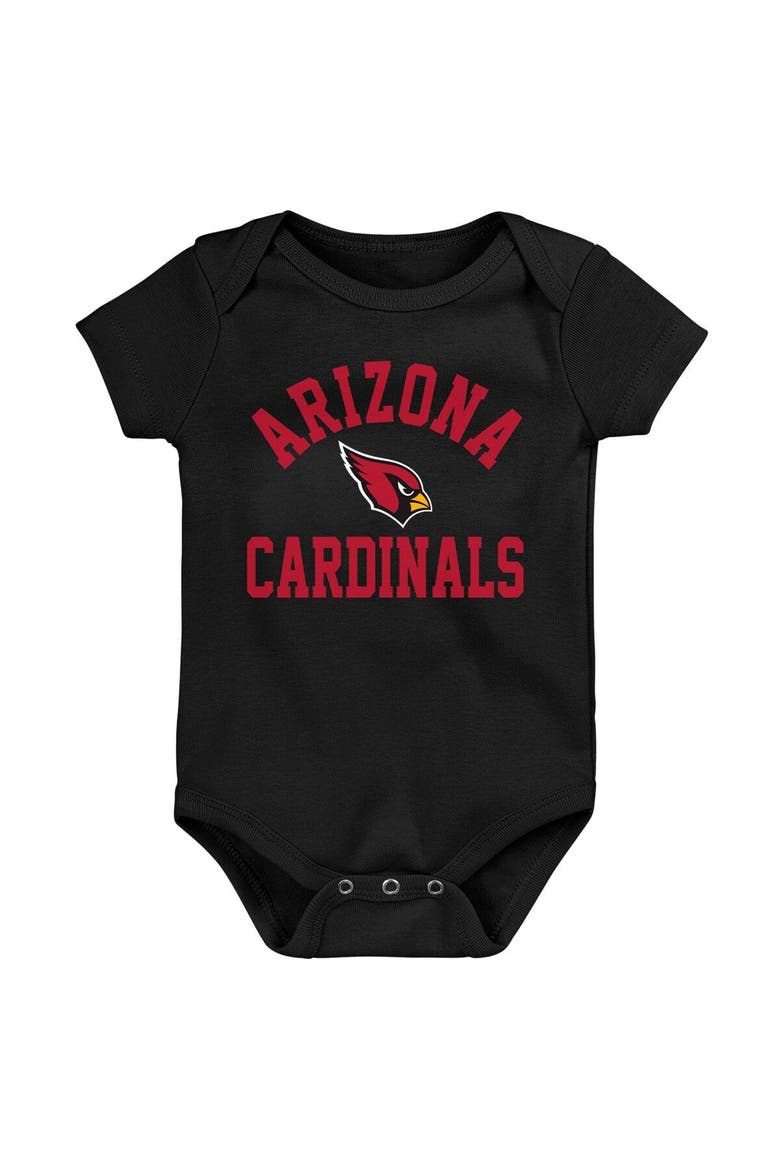 Newborn & Infant Black/Cardinal/Heather Gray Arizona Cardinals Three-Pack Eat, Sleep & Drool Retro Bodysuit Set, Alternate, color, Black