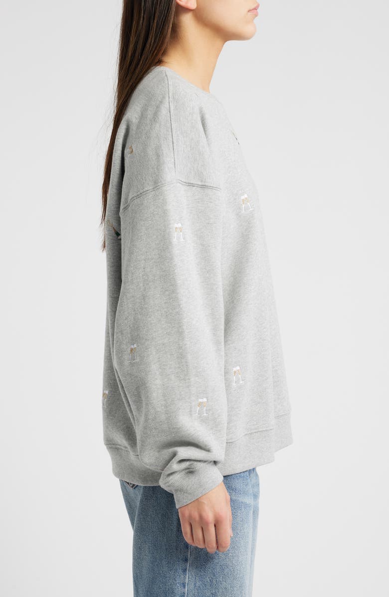 Rails Varsity Cheers Embroidered Cotton Graphic Sweatshirt, Alternate, color, Champagne Embroidery