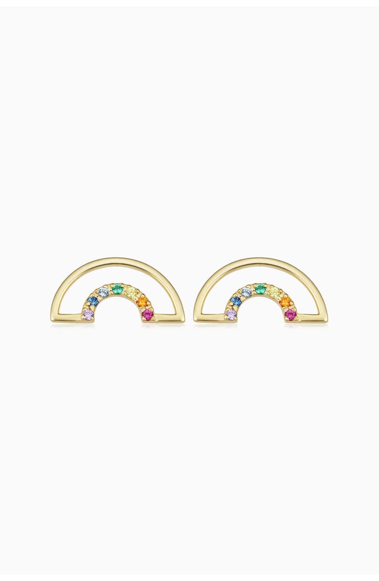 Oradina 14K Yellow Gold Double Rainbow Studs, Main, color, 