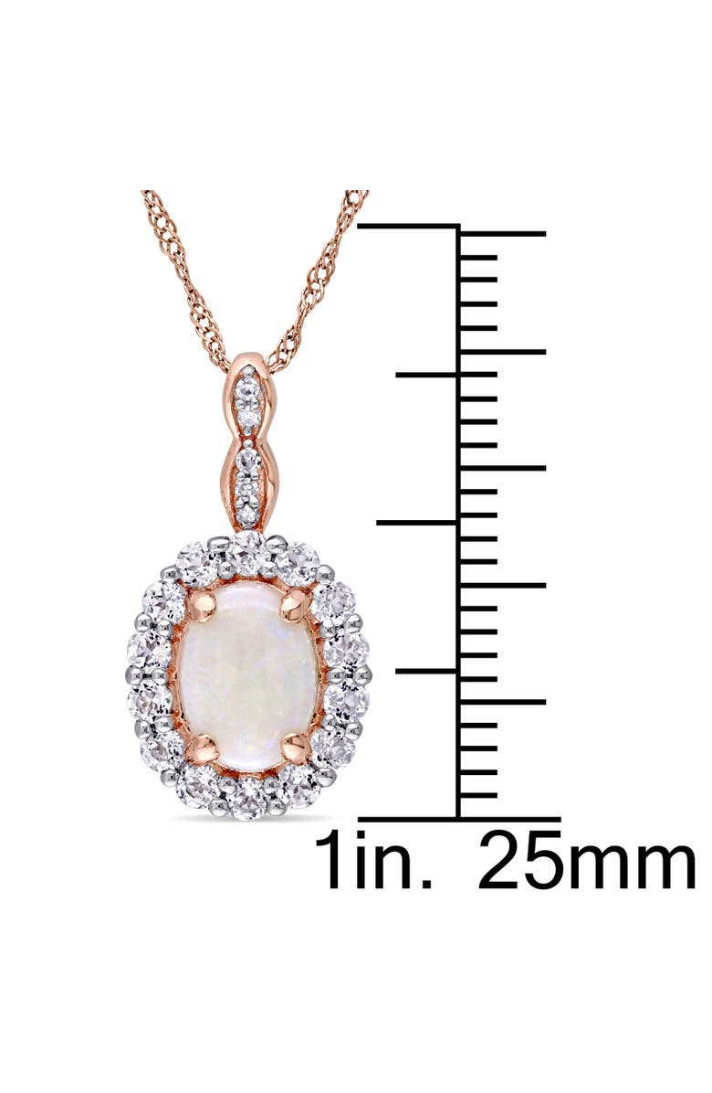 Julianna B. Gemstone & Diamond Oval Halo Necklace 14K, Alternate, color, Opal/Rose Gold