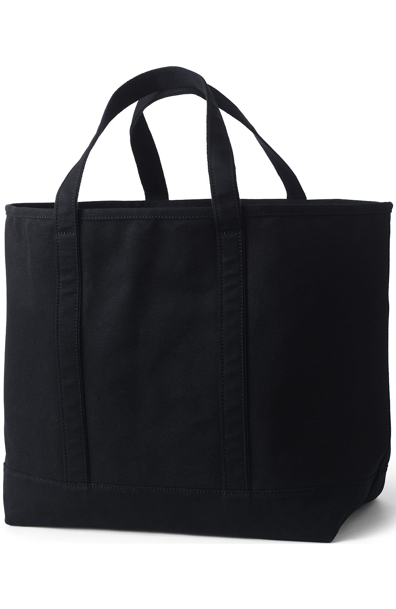 Lands' End Open Top Canvas Tote Bag, Alternate, color, Black/Black
