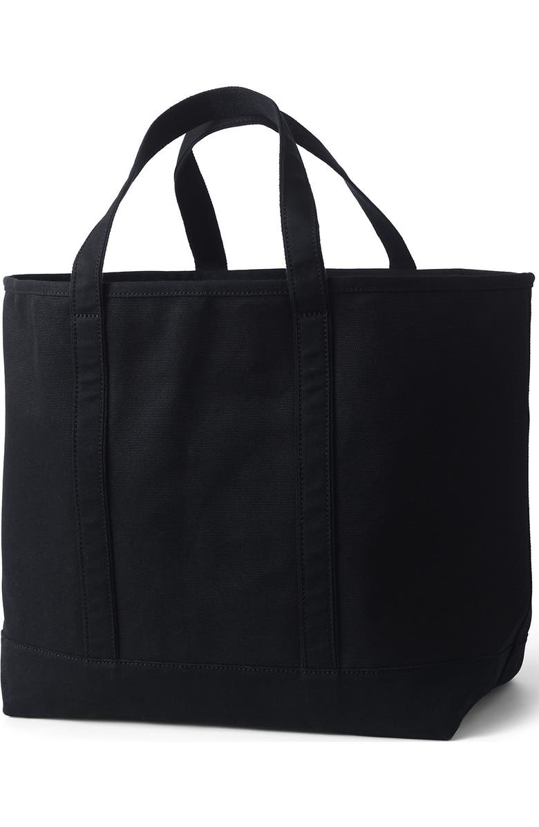 Lands' End Open Top Canvas Tote Bag, Alternate, color, Black/Black