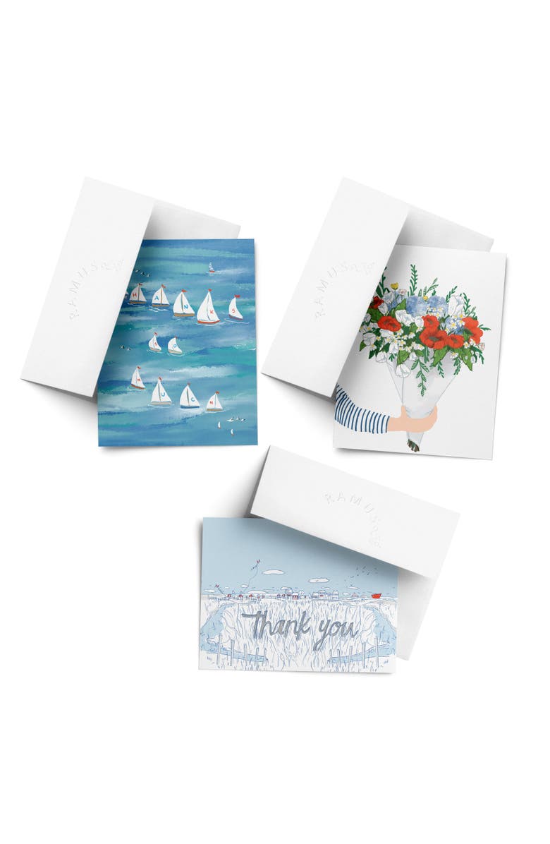 Ramus & Co Everyday Greeting Card Pack Sets (3 ct, Assorted) Regatta Thanks, Summer Bouquet, Salty Town Thanks, Main, color, Multi-Pack