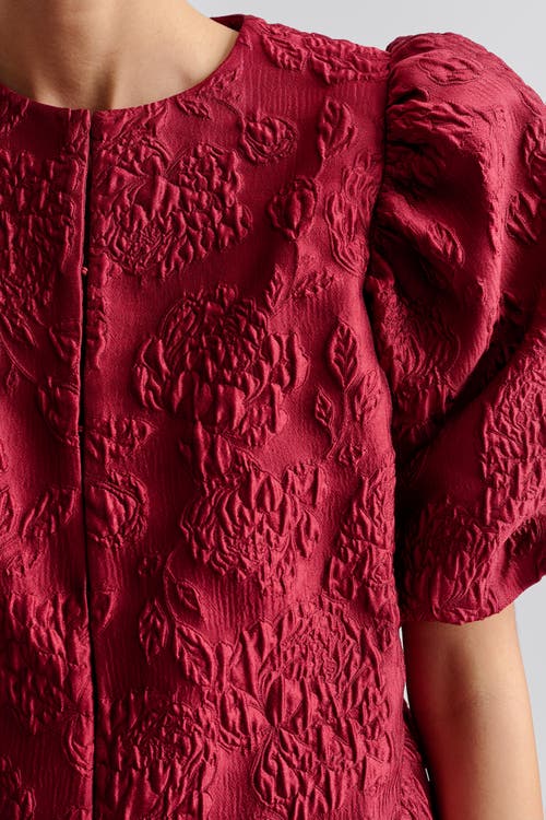 Malina Cleo Pouf Balloon Sleeve Blouse In Red