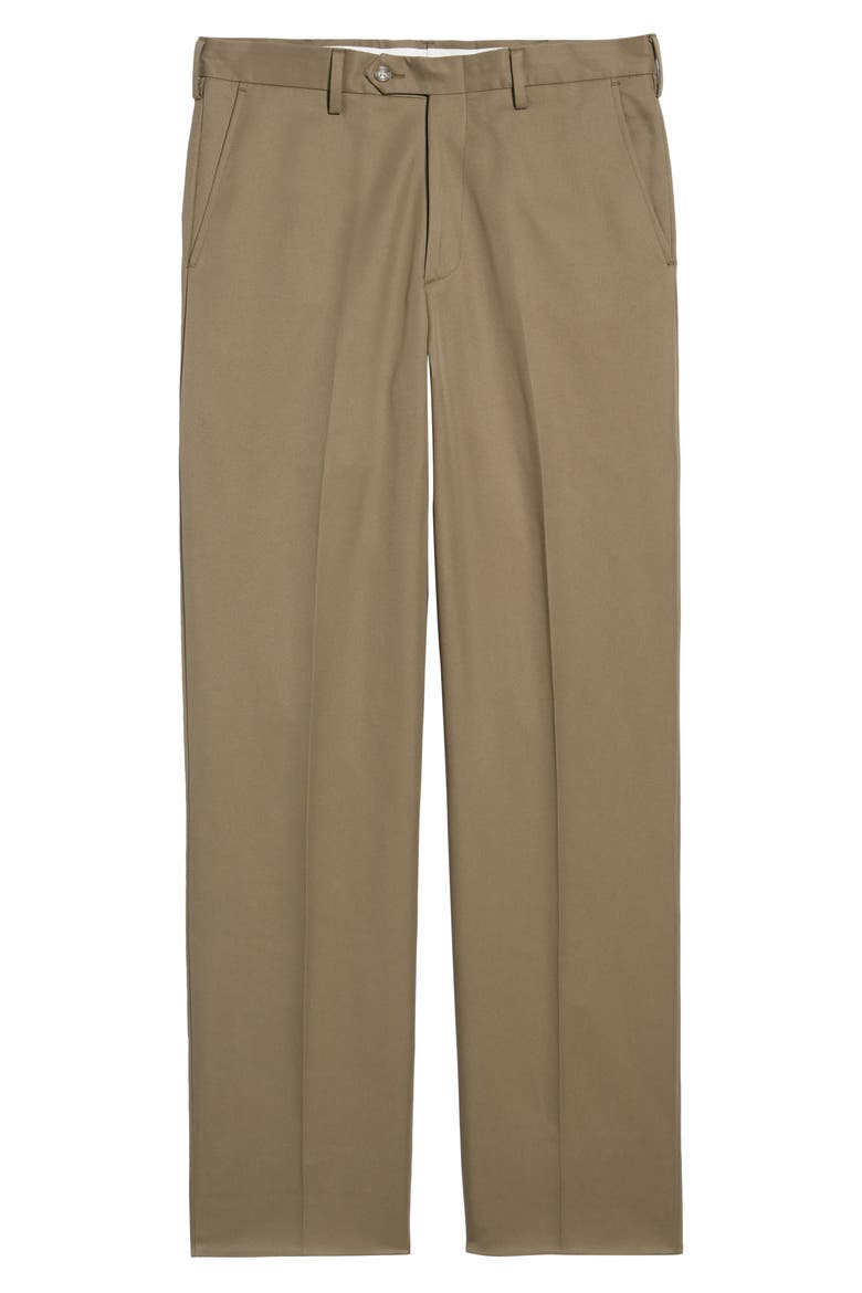 Classic Fit Flat Front Microfiber Performance Trousers, Alternate, color, GREEN
