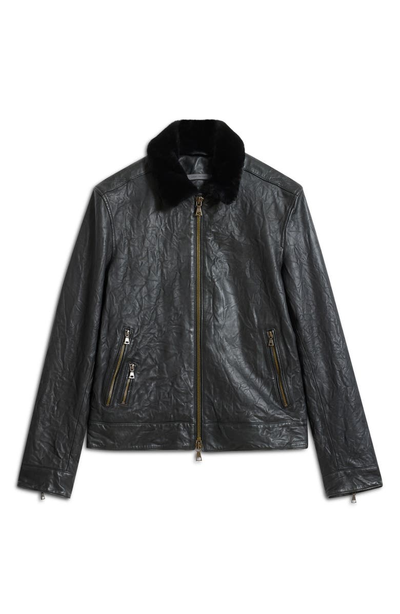 John Varvatos Sant Moto Jacket with Genuine Shearling Collar, Alternate, color, 