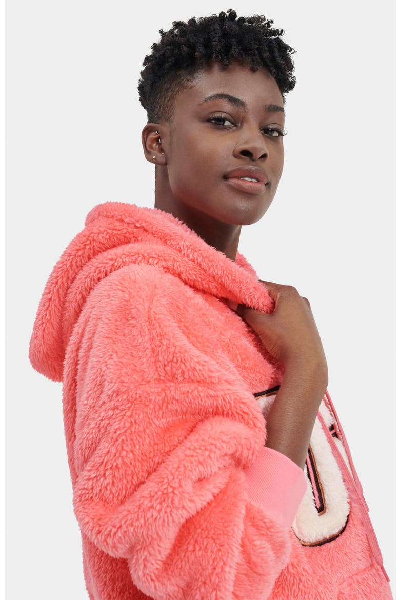 Loyra UGGfluff Logo Hoodie, Alternate, color, PINK CORAL