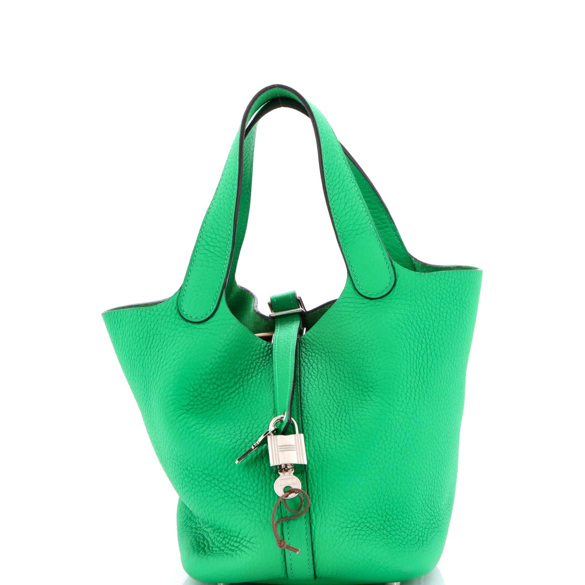 Pre-owned Hermes  Hermes Picotin Lock Bag Clemence Pm In Green