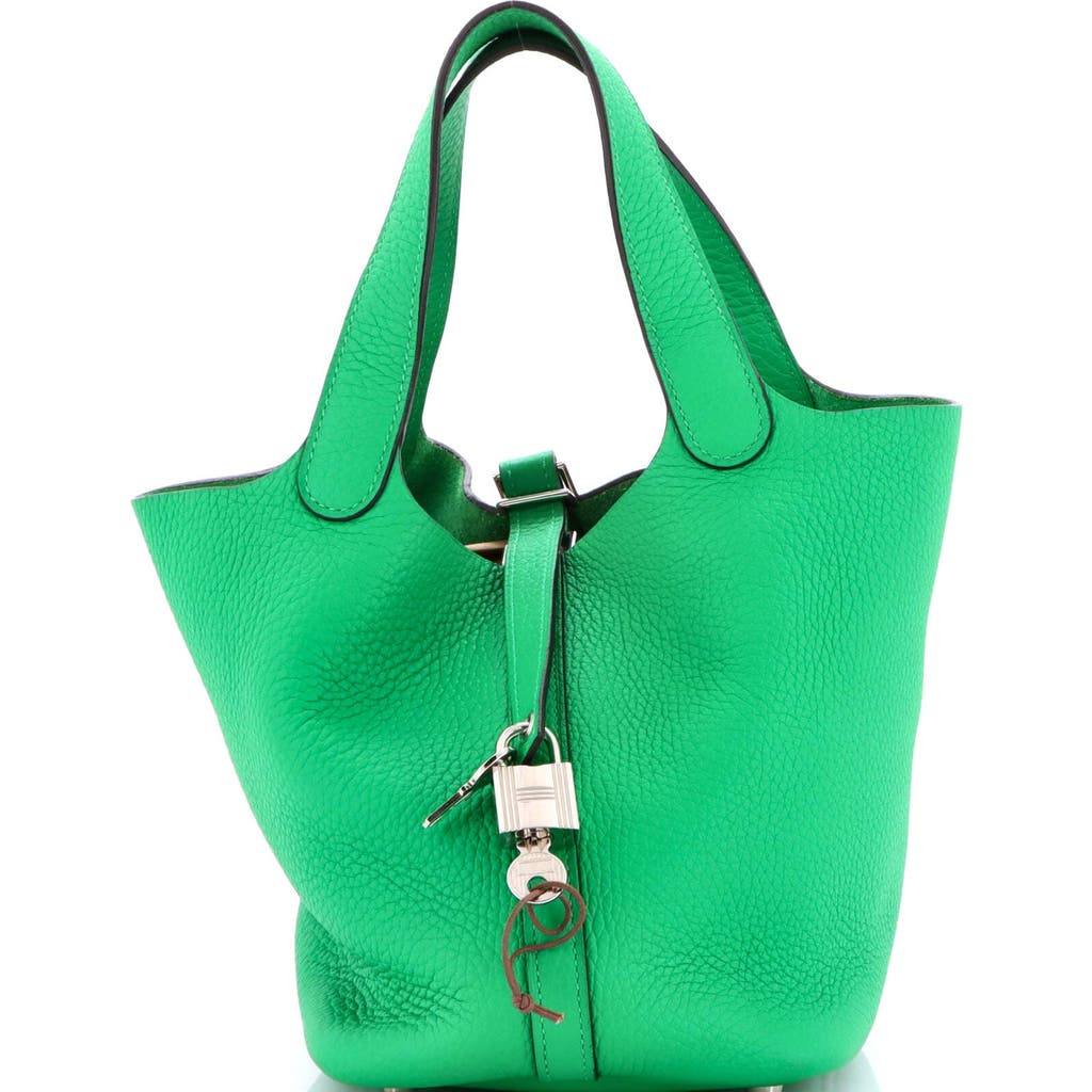 Pre-owned Hermes Hermes Picotin Lock Bag Clemence Pm In Green