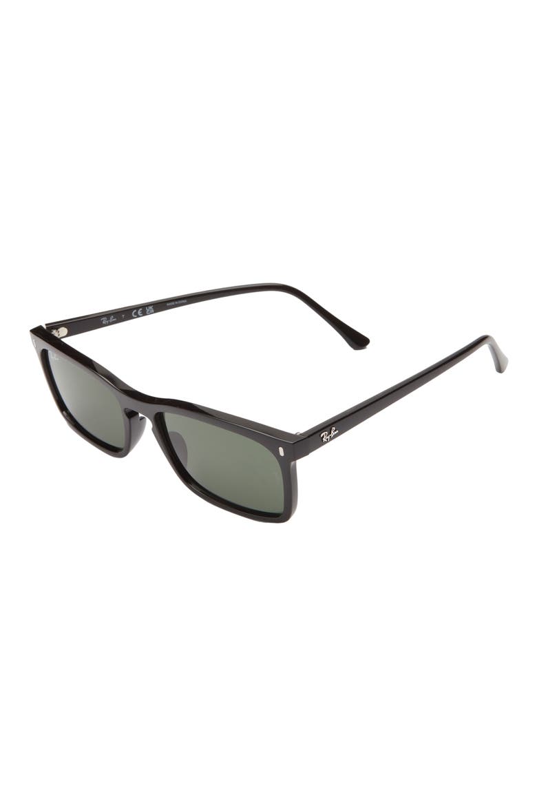 56mm Rectangular Sunglasses, Alternate, color, BLACK