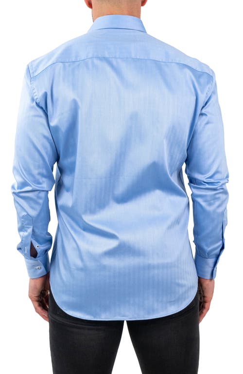 Maceoo Einstein Micropattern Stretch Contemporary Fit Button-up Shirt In Blue