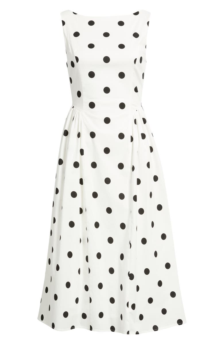 Sam Edelman Polka Dot Sleeveless Stretch Cotton Dress, Alternate, color, White/ Black
