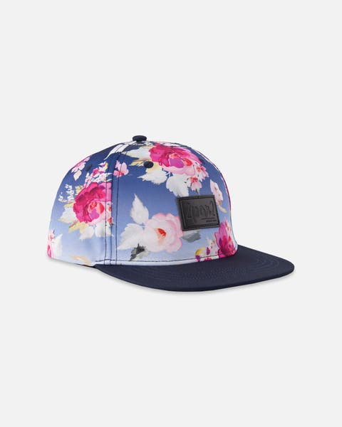 Flat Brim Flower Print Cap (Baby)