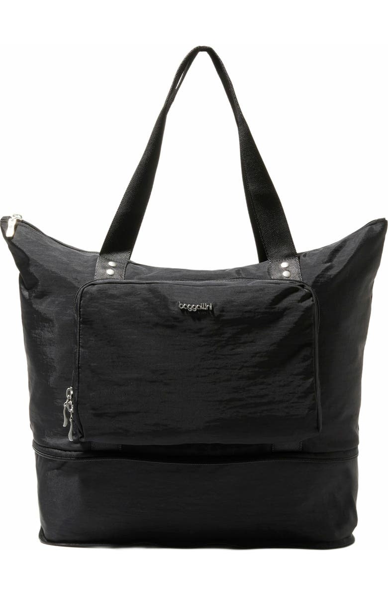 BAGGALLINI Carryall Expandable Packable Weekender Tote Bag, Alternate, color, Black